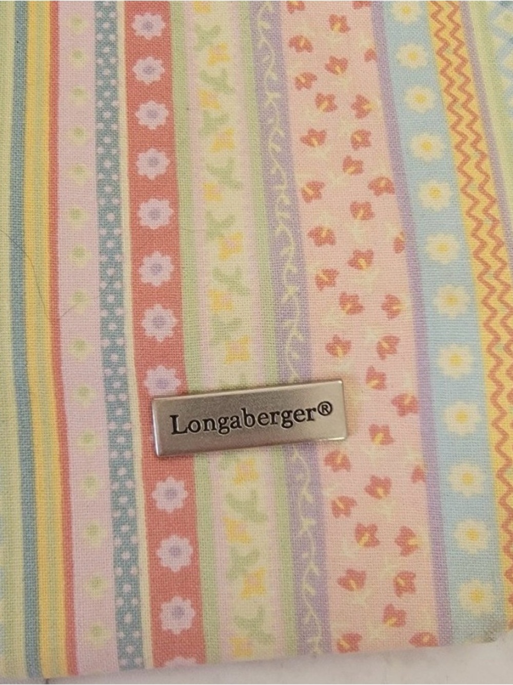 Longaberger Pastel Stripe Tote with Pink Bow Accent - Picture 3 of 9